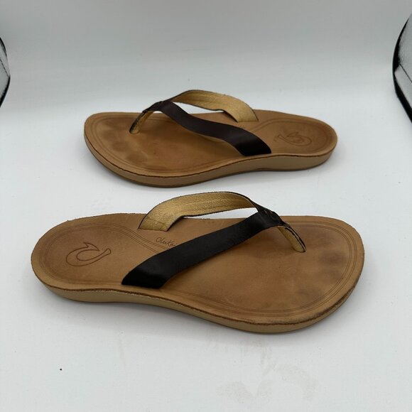 OluKai Shoes - OluKai Nonohe Java Brown Leather Sandals Women's 7